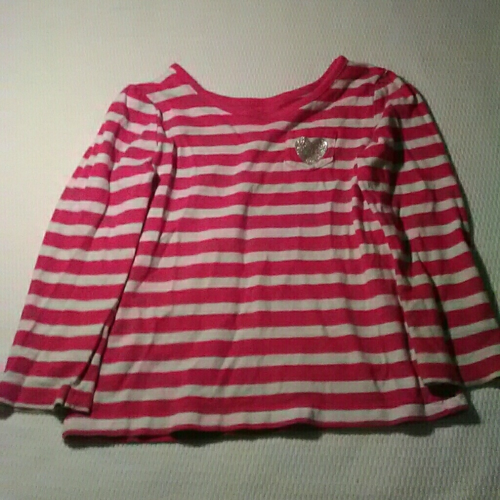 **SOLD** Pink & White Striped Toddler Shirt